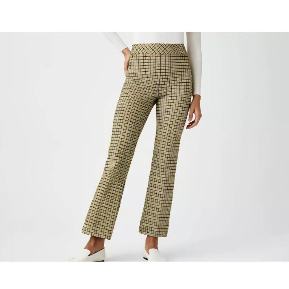SPANX Kick Flare in Dijon Jacquard Plaid Ponte Crop Pants sz Small